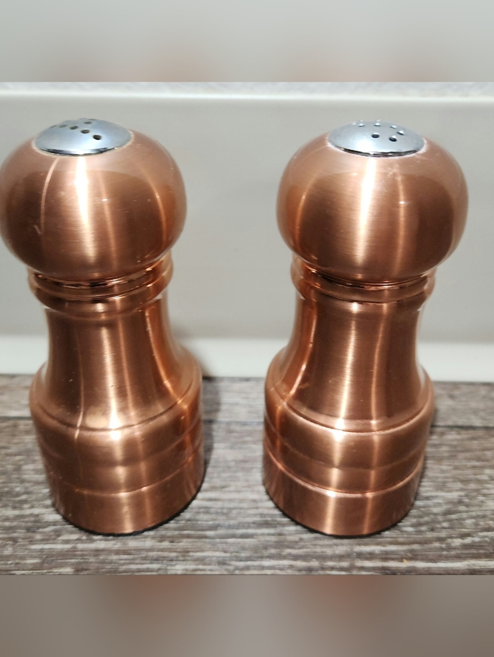 Vintage Olde Thompson Copper Tone Salt And Pepper Shakers